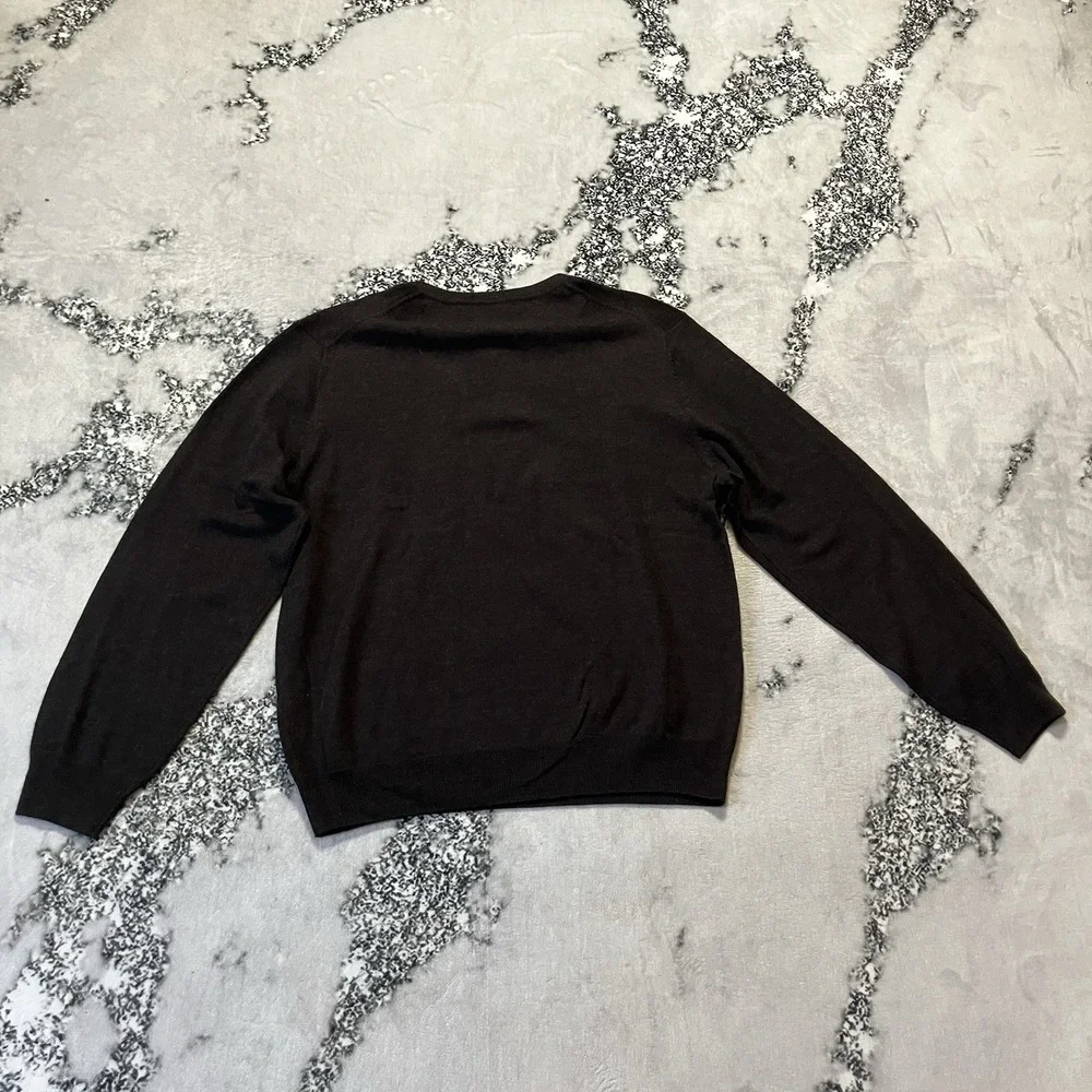 Garret Scott Sweater Mens Size Large Brown Extra Fine Merino Wool Long Sleeve